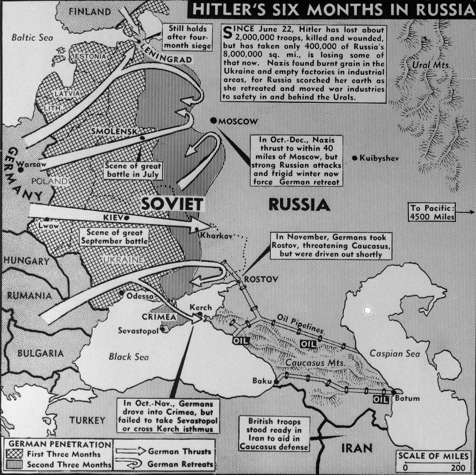 Mapa do avanço alemão na URSS, 1941.