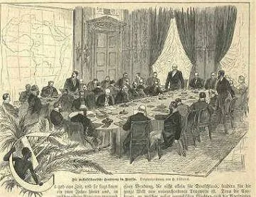 Gravura da Conferência de Berlim (1884).