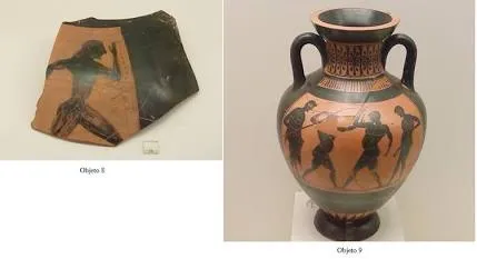 Cerâmica grega ilustrando o estilo do período.