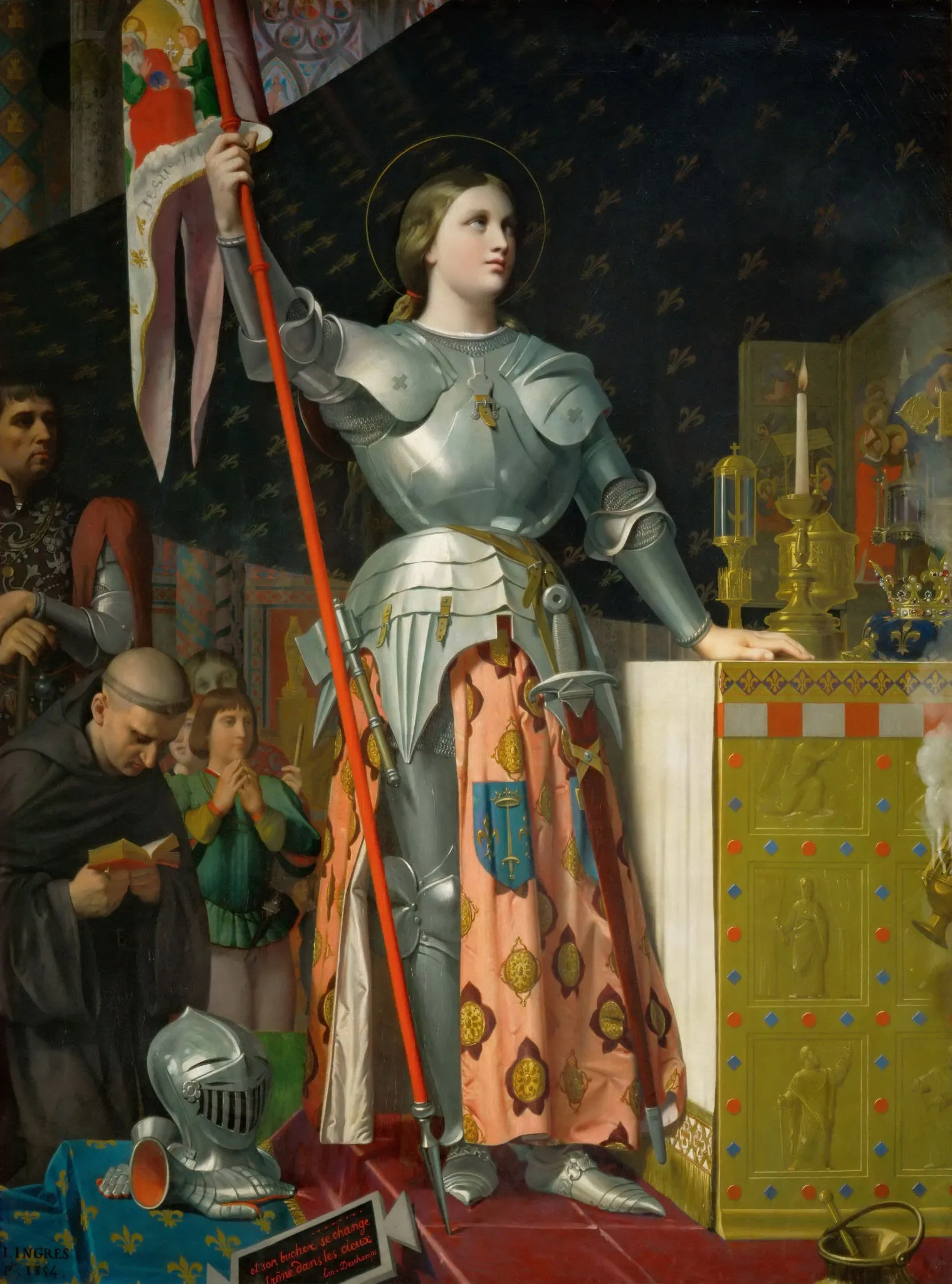 Joana na coroação de Carlos VII em Reims.